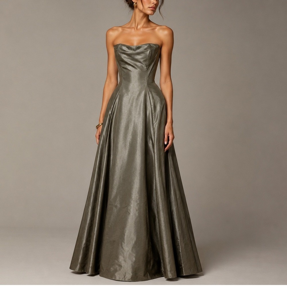 Scott McClintock Bronze Strapless Evening Gown 4 Metallic Formal Old Hollywood